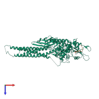 Hetero dimeric assembly 2 of PDB entry 1yvl coloured by chemically distinct molecules, top view.