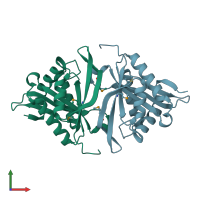 PDB entry 1yvo coloured by chain, front view.