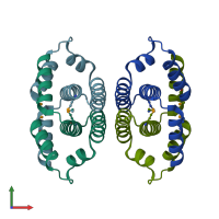 PDB entry 1yvw coloured by chain, front view.