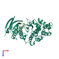 PDB entry 1yw2 coloured by chain, top view.