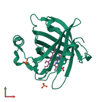 PDB entry 1ywa coloured by chain, front view.