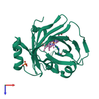 PDB entry 1ywa coloured by chain, top view.