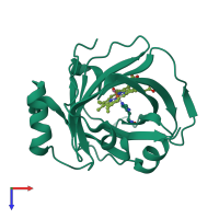 PDB entry 1ywc coloured by chain, top view.