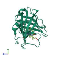 PDB entry 1ywd coloured by chain, side view.