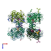 PDB entry 1ywh coloured by chain, top view.