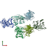 PDB entry 1ywk coloured by chain, front view.