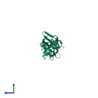 PDB entry 1ywm coloured by chain, side view.