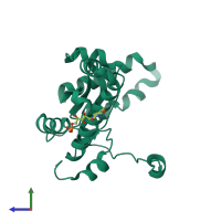 PDB entry 1ywq coloured by chain, side view.
