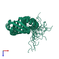 PDB entry 1ywu coloured by chain, ensemble of 20 models, top view.