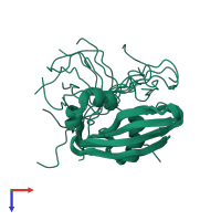 PDB entry 1ywx coloured by chain, ensemble of 20 models, top view.