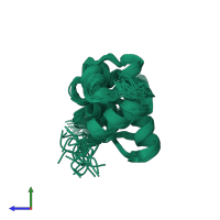 PDB entry 1yx3 coloured by chain, ensemble of 20 models, side view.