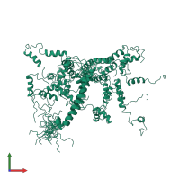 PDB entry 1yx4 coloured by chain, ensemble of 15 models, front view.