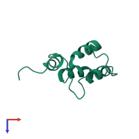 PDB entry 1yx7 coloured by chain, top view.