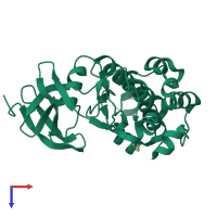 PDB entry 1yxs coloured by chain, top view.