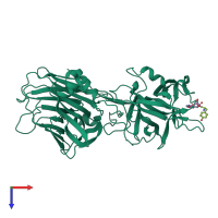 PDB entry 1yxw coloured by chain, top view.