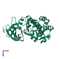 PDB entry 1yxx coloured by chain, top view.