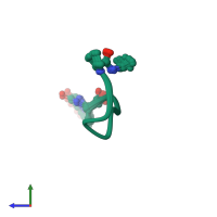 PDB entry 1yy2 coloured by chain, ensemble of 21 models, side view.