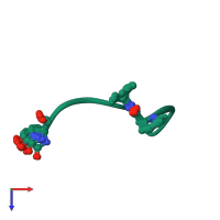 PDB entry 1yy2 coloured by chain, ensemble of 21 models, top view.
