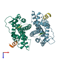 PDB entry 1yy4 coloured by chain, top view.