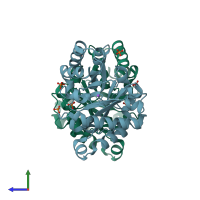 PDB entry 1yya coloured by chain, side view.