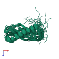 PDB entry 1yyc coloured by chain, ensemble of 20 models, top view.