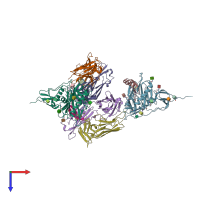 PDB entry 1yyl coloured by chain, top view.
