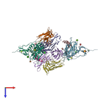 PDB entry 1yym coloured by chain, top view.