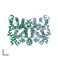 PDB entry 1yyq coloured by chain, front view.