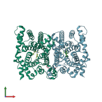 PDB entry 1yyr coloured by chain, front view.