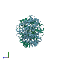 PDB entry 1yyr coloured by chain, side view.