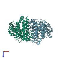PDB entry 1yyr coloured by chain, top view.