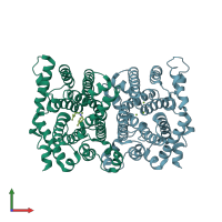 PDB entry 1yys coloured by chain, front view.