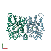 PDB entry 1yyt coloured by chain, front view.