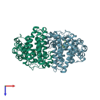 PDB entry 1yyt coloured by chain, top view.