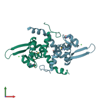 PDB entry 1yyv coloured by chain, front view.