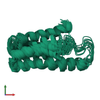 PDB entry 1yyx coloured by chain, ensemble of 15 models, front view.