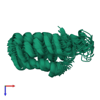 PDB entry 1yyx coloured by chain, ensemble of 15 models, top view.