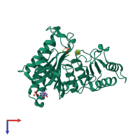 PDB entry 1yyz coloured by chain, top view.