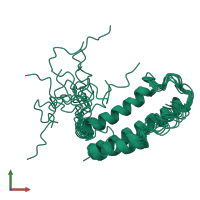 PDB entry 1yzc coloured by chain, ensemble of 10 models, front view.