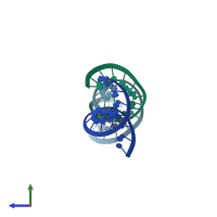 PDB entry 1yzd coloured by chain, side view.