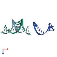 PDB entry 1yzd coloured by chain, top view.