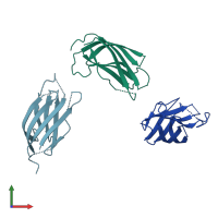 PDB entry 1yze coloured by chain, front view.