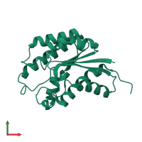 PDB entry 1yzf coloured by chain, front view.