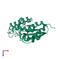 PDB entry 1yzf coloured by chain, top view.