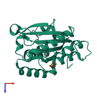 PDB entry 1yzv coloured by chain, top view.