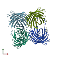PDB entry 1yzw coloured by chain, front view.