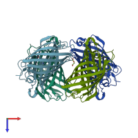 PDB entry 1yzw coloured by chain, top view.