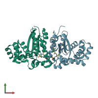 PDB entry 1yzx coloured by chain, front view.