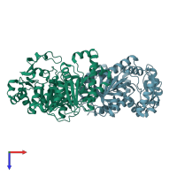 PDB entry 1yzy coloured by chain, top view.