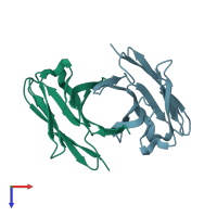 PDB entry 1yzz coloured by chain, top view.